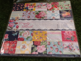 Simply floral paper pack, 12x12, 32 vellen