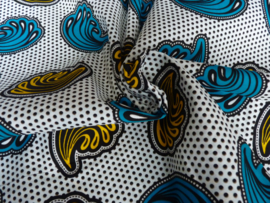 Blue - yellow shells, Afrikaanse stof