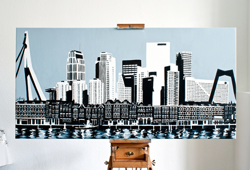 Skyline Rotterdam: vanaf Kop van Zuid | Schilderijen | Art of Rotterdam
