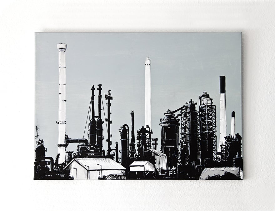 Zwart-wit kunst als relatiegeschenk van ExxonMobil raffinaderij Rotterdam