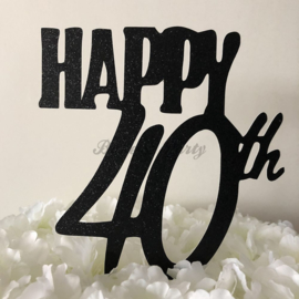 Taart Topper Carton "Happy 40th"