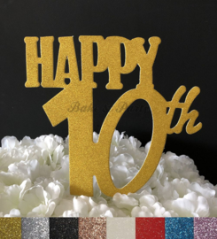 Taart Topper Carton "Happy 10th"