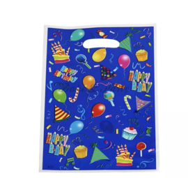 Traktatie Zakjes "Happy Birthday" Blauw