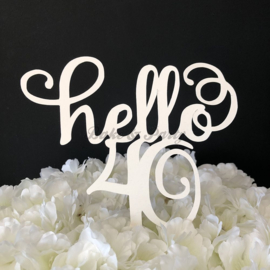 Taart Topper Carton "Hello 40"