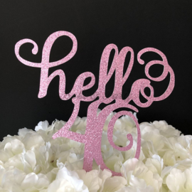 Taart Topper Carton "Hello 40"