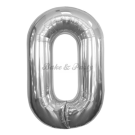 Jumbo Folie Ballon "0" Zilver