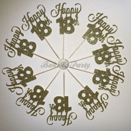 Cupcake Toppers "Happy 18th" (10 stuks)