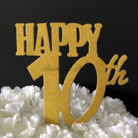 Taart Topper Carton "Happy 10th"