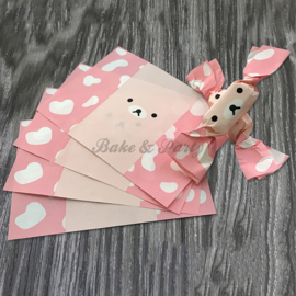 Bonbon/Snoep Papier "Beertje" Roze (50 stuks)