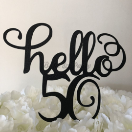 Taart Topper Carton "Hello 50"