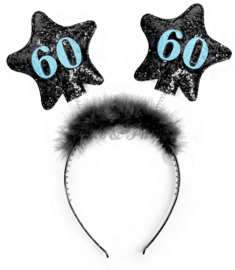 Tiara "60" Zwart/Blauw Glitter