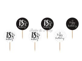 Cupcake Toppers "18th Birthday" (6 stuks)