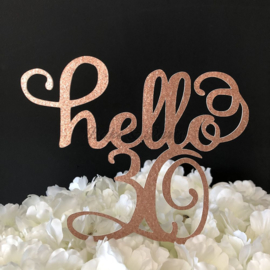 Taart Topper Carton "Hello 30"