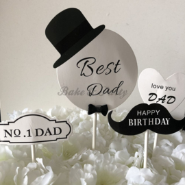 Taart Toppers Carton "Dad" (4 stuks)