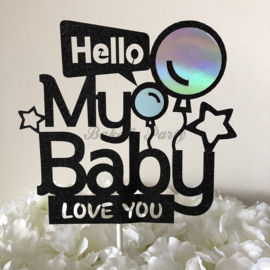 Taart Topper Carton "Hello My Baby"