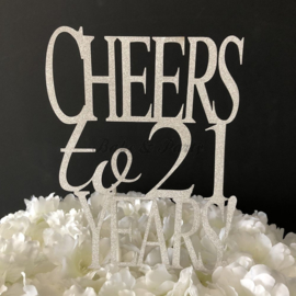 Taart Topper Carton "Cheers to 21 Years"