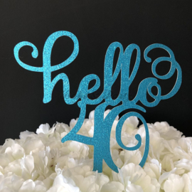 Taart Topper Carton "Hello 40"