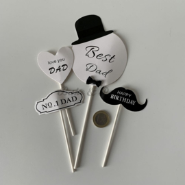 Taart Toppers "Dad" Carton (4 stuks)