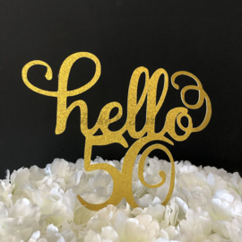 Taart Topper Carton "Hello 50"