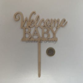 Taart Topper "Welcome Baby" Hout (handgemaakt)