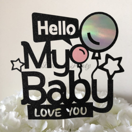 Taart Topper Carton "Hello My Baby"