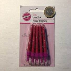 Kaarsjes Wilton "Pink Glitter Candles"