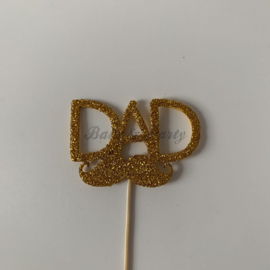 Cupcake Topper "Dad" Goud Glitter Foam