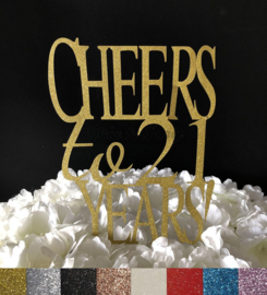 Taart Topper Carton "Cheers to 21 Years"