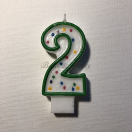 Kaarsje Wilton - Numeral Candle - "2" Green