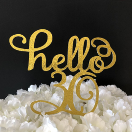 Taart Topper Carton "Hello 30"