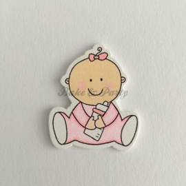Houten Decoratie Buttons "Baby Girl" (20 stuks)