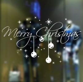 Raam- / Muursticker "Merry Christmas" (3) Wit