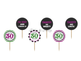 Cupcake Toppers "Thirty" (6 stuks)