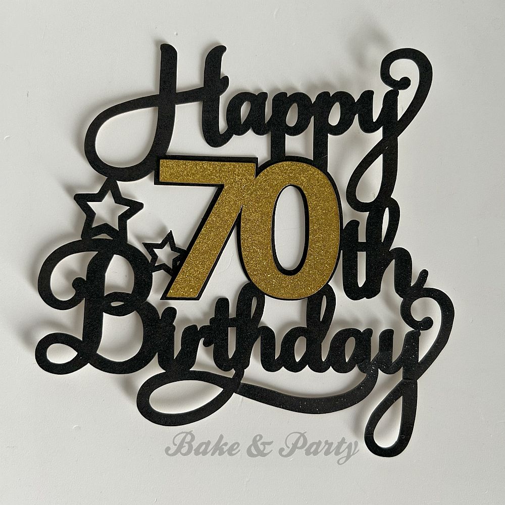 Taart Topper Carton "Happy 70th Birthday"