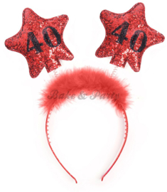 Tiara "40" Rood/Zwart Glitter