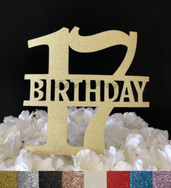 Taart Topper Carton "17 Birthday"