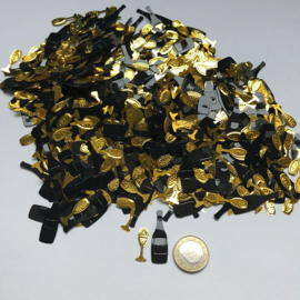 Decoratie Confetti "Champagne" Zwart/Goud (250 stuks)