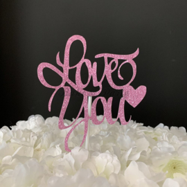 Taart Topper Carton "Love You"