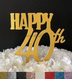 Taart Topper Carton "Happy 40th"