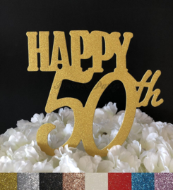 Taart Topper Carton "Happy 50th"