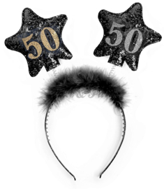 Tiara "50" Zwart/Goud/Zilver Glitter