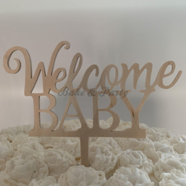 Taart Topper "Welcome Baby" Hout (handgemaakt)