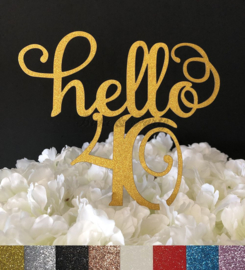 Taart Topper Carton "Hello 40"