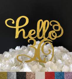 Taart Topper Carton "Hello 30"