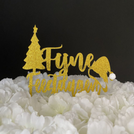 Taart Topper Carton "Fijne Feestdagen"