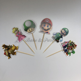 Cupcake Toppers "Super Mario" (24 stuks)