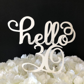 Taart Topper Carton "Hello 30"