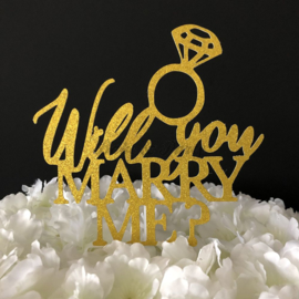 Taart Topper Carton "Will You Marry Me?"
