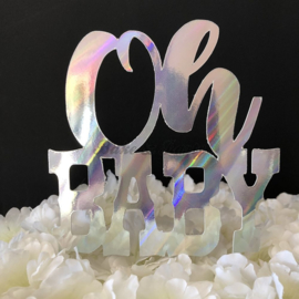 Taart Topper Carton "Oh Baby" (2) Holografisch