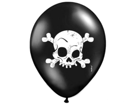 Latex Ballonnen "Skull" Zwart/Wit (10 stuks)